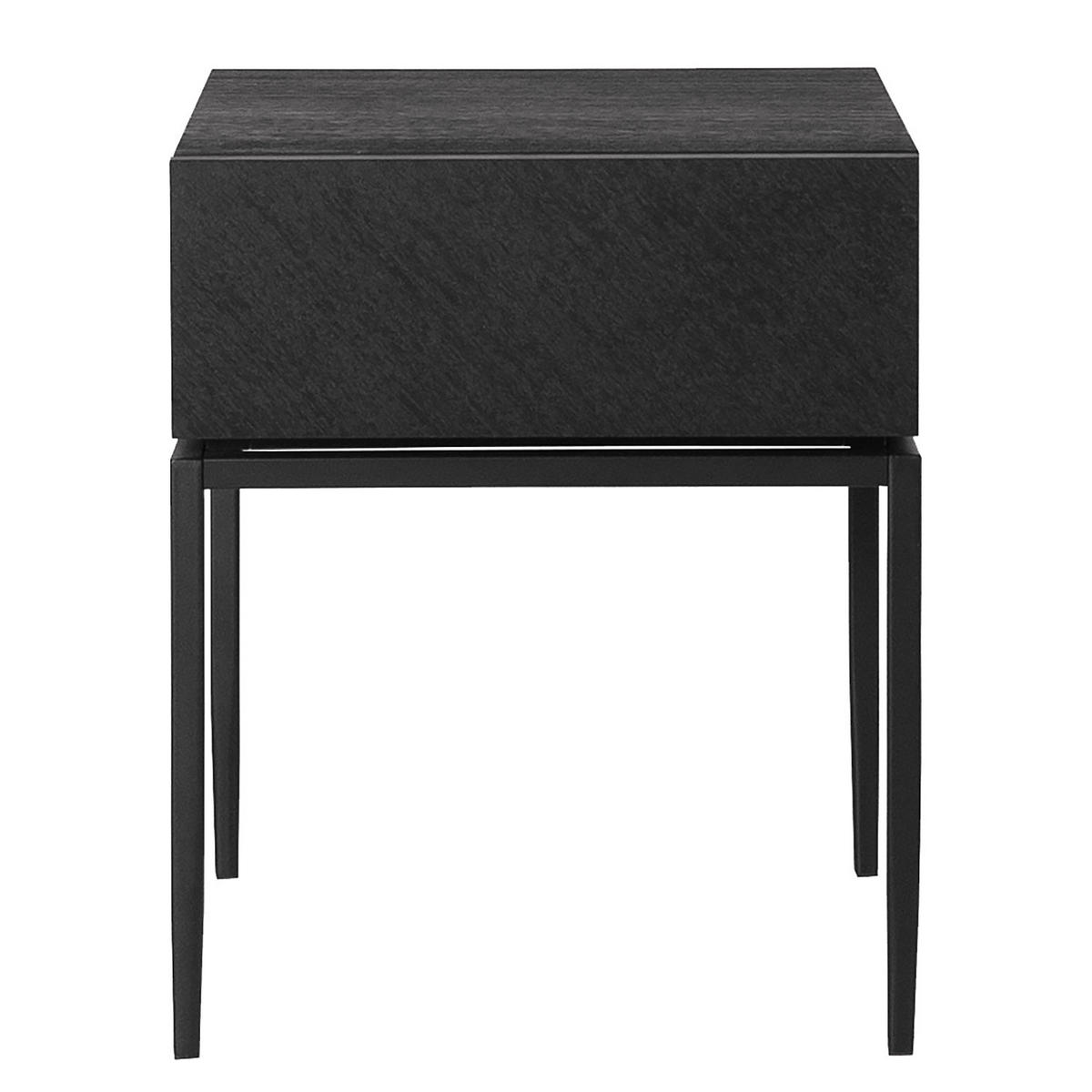 NACHTKOMMODE - Echtholzfurnier / Eisen - Schwarz, Holzwerkstoff (45/55/40cm) - home24