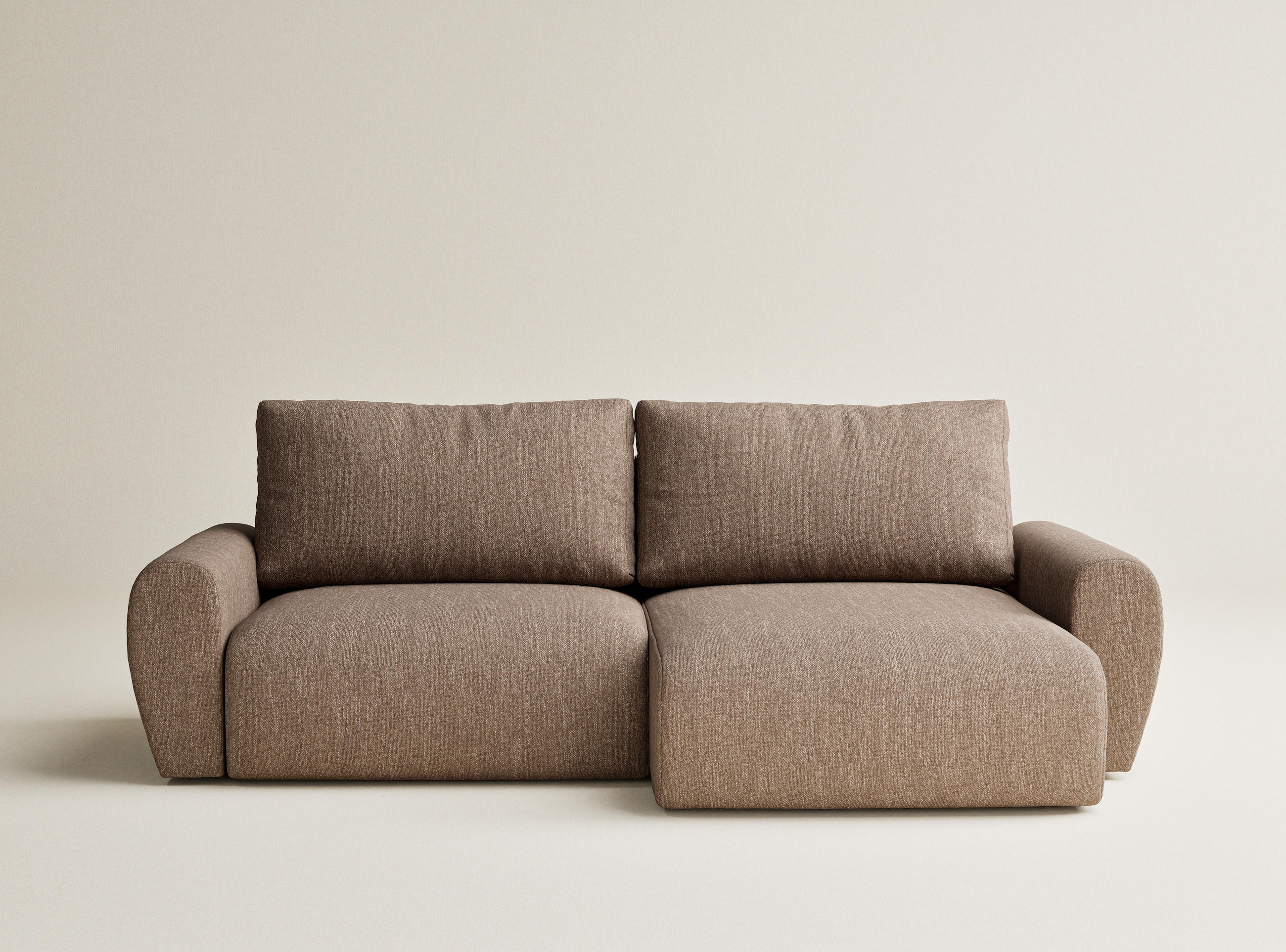 ECKSOFA MIT SCHLAFFUNKTION Numba Braun Webstoff - Schwarz/Braun, Holz/Holzwerkstoff (253/153cm) - Maison de Reve