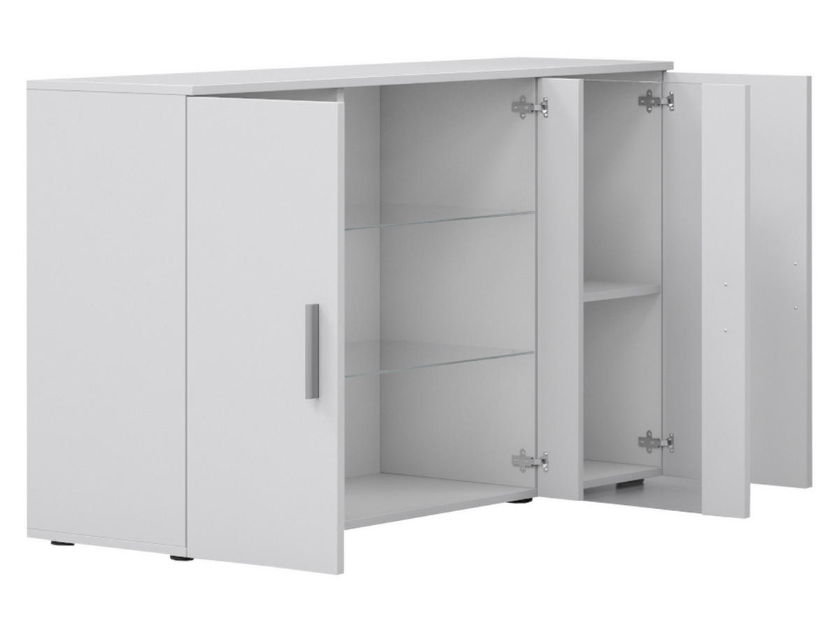 KOMMODE Soho S07 mit weißer LED Beleuchtung - Eichefarben/Schwarz, Holzwerkstoff/Kunststoff (120/80/41cm) - MIRJAN24