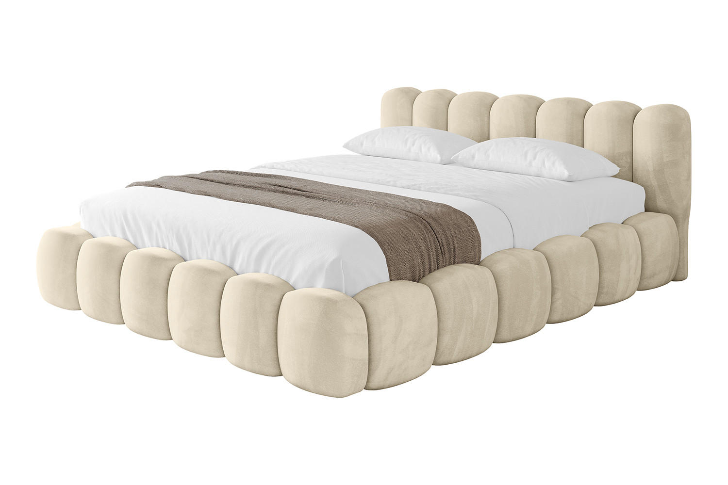 POLSTERBETT mit Bettkasten und Lattenrost, Boxbett ohne Matratze - SENA-v1 160x200 Beige - Beige, Holzwerkstoff/Textil (160/200cm) - ALTDECOR
