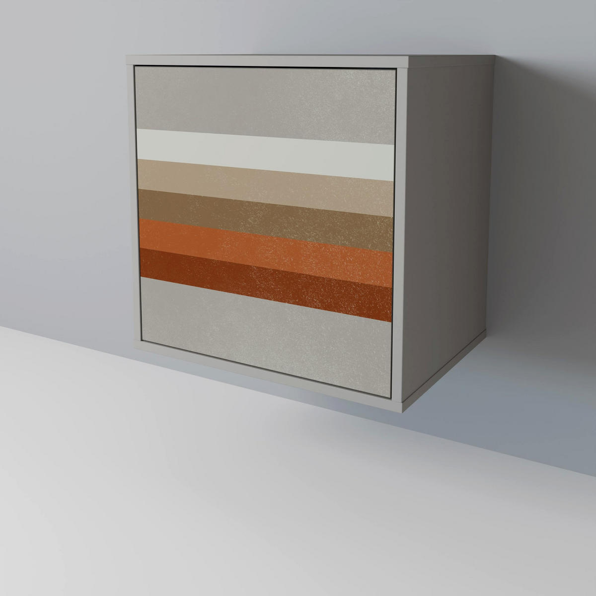 SIDEBOARD PECULIAR TRAIL, Grau, 57,5x42x67,5 cm, Schwarze Metall-Rahmenfüße - Multicolor/Schwarz, Holzwerkstoff/Metall (57.5/67.5/42cm) - SpaceRebels