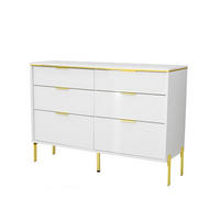 KOMMODE DE-37607 120/40/85,5 cm mit 6 Schubladen Weiß/Gold - Weiß, Holzwerkstoff (120/85.5/40cm) - ComfortXL