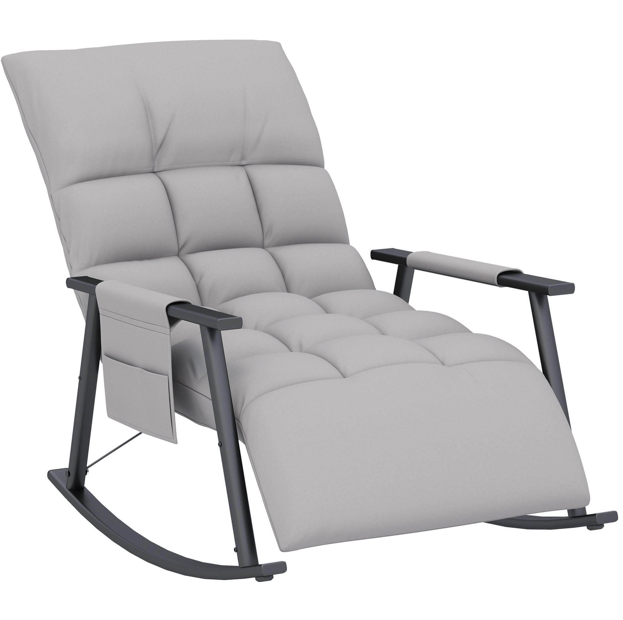 RELAX-SCHAUKELSTUHL 60/134/70 cm mit Mikrofaserbezug und verstellbarer Rückenlehne - Grau, Textil (134/70/60cm) - BEAOK