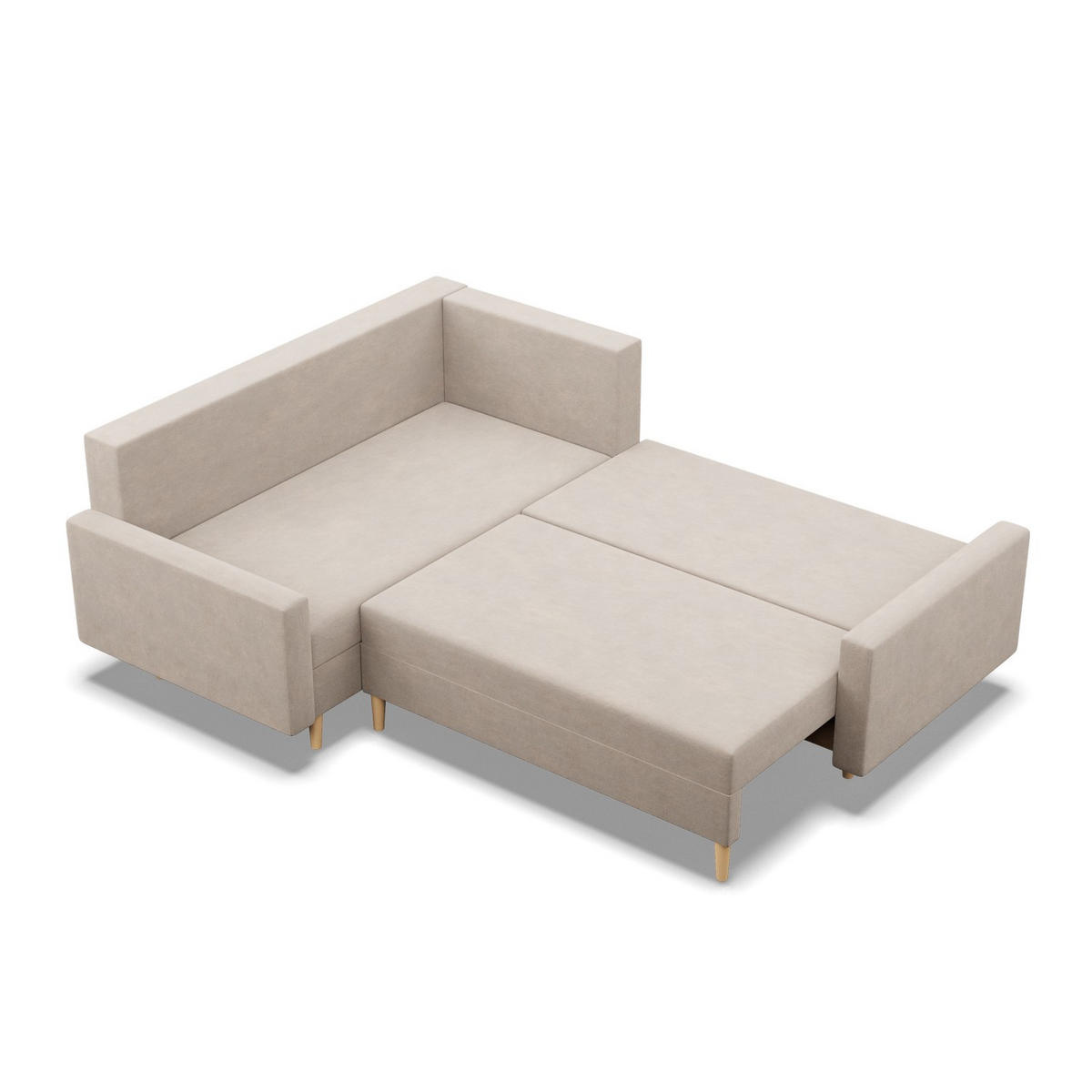 ECKSOFA LINKS MIT SCHLAFFUNKTION BLANK, Beige - Beige, Textil (223/172cm) - Mebligo