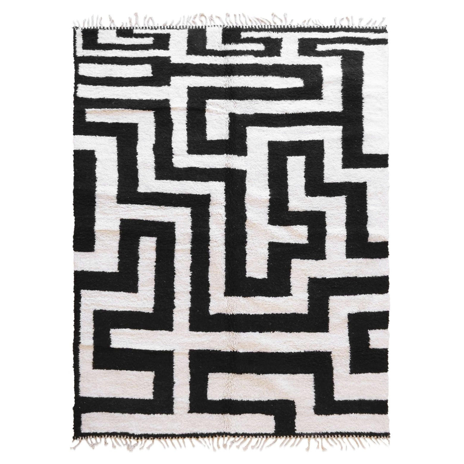 BERBERTEPPICH mit Labyrinthmuster 242x 347 cm - Schwarz, Naturmaterialien (242/347cm) - AFK Living