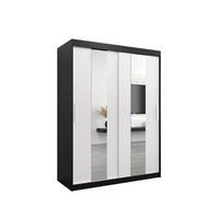 SCHWEBETÜRENSCHRANK 200/150/62 2-türig - Silberfarben/Schwarz, Holz/Kunststoff (150/200/62cm) - Abiks Möbel
