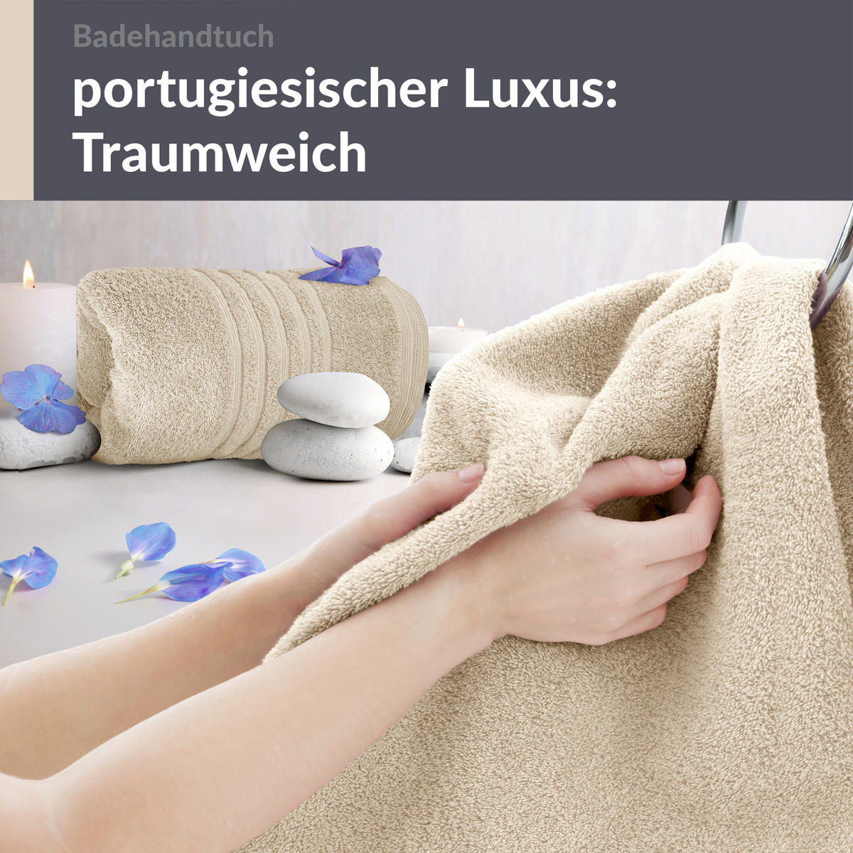BADETUCH London Natur 2er Set 100x150 - Naturfarben, Textil (100/150cm) - Lashuma