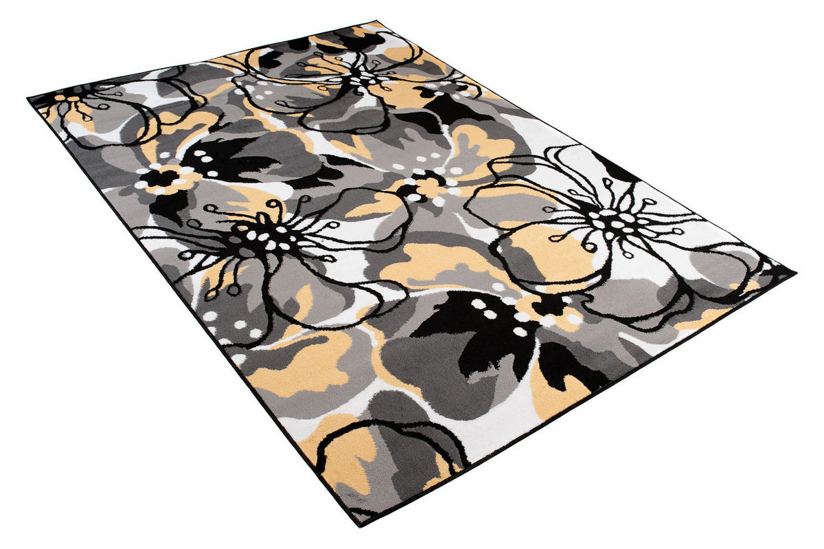 TEPPICH MAYA Gelb Floral Blumen 140/200 cm - Gelb, Textil (140/200cm) - Tapiso
