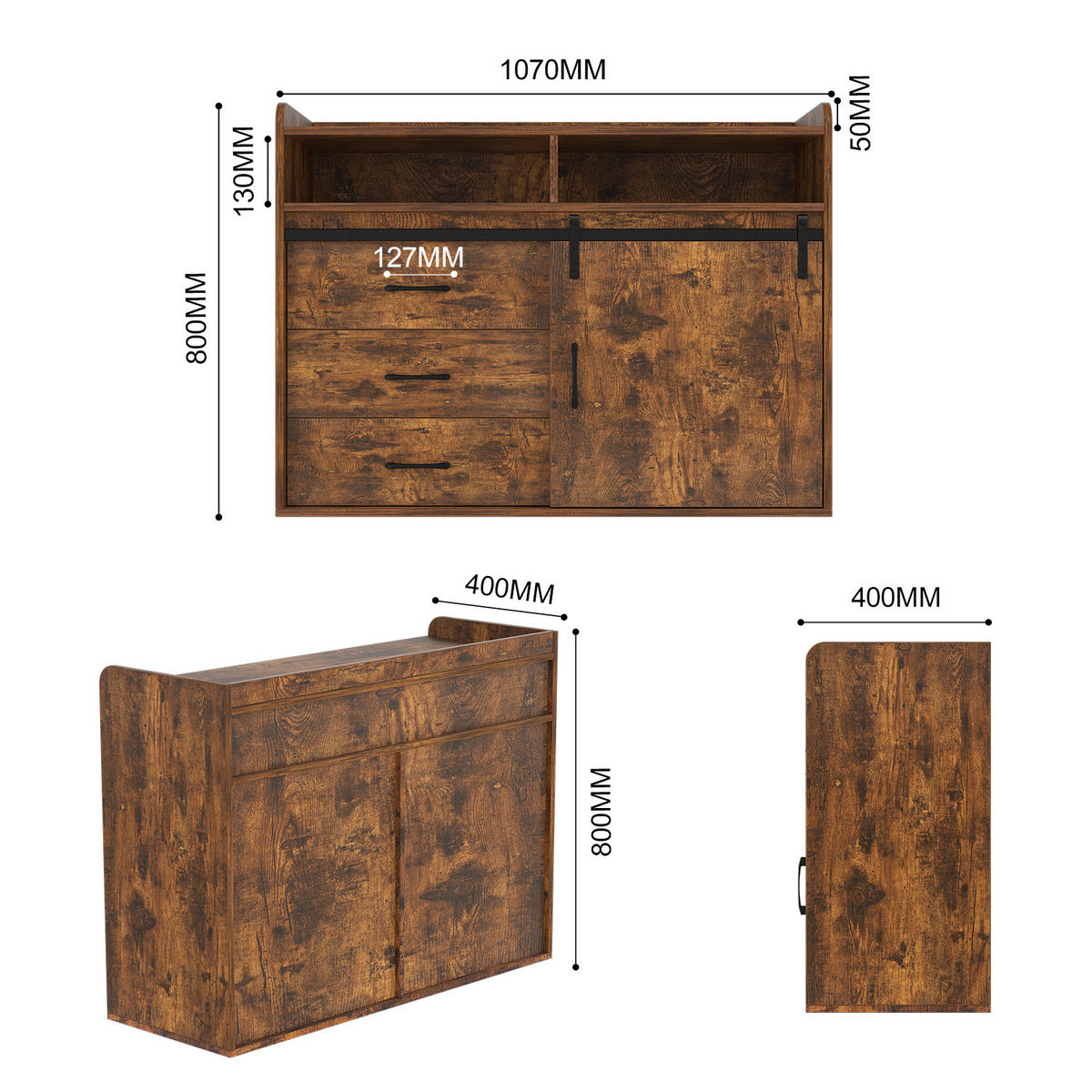 SIDEBOARD in 107/80/40cm - Dunkelbraun, Holzwerkstoff/Metall (107/80/40cm) - HOMAVO