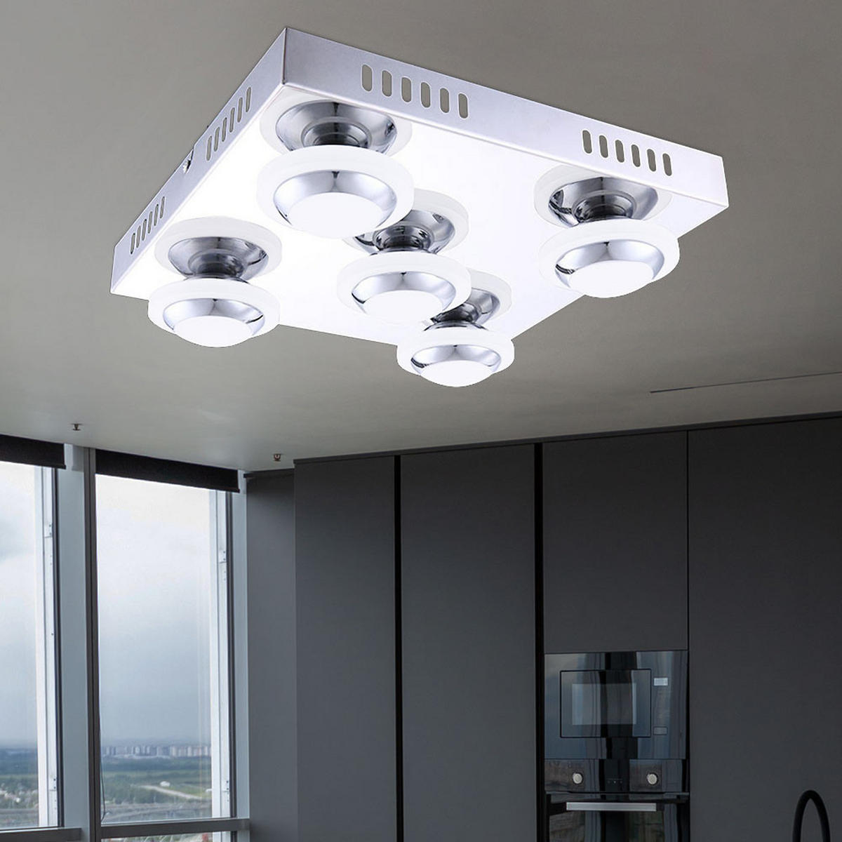 LED DECKENLEUCHTE Carter Chrom Silber - Silberfarben, Metall (30/30/9cm) - Wofi