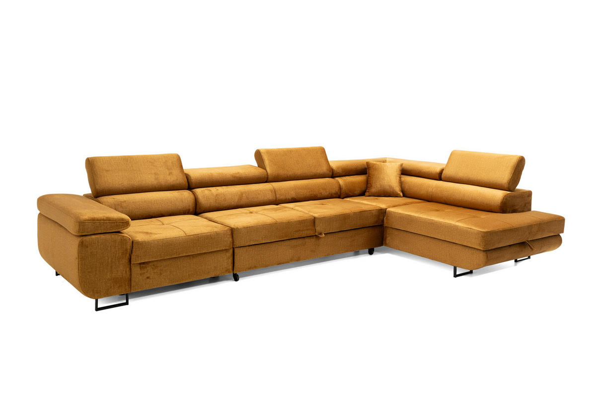 ECKSOFA WILD MAXI Rechts Golden - Chromfarben/Goldfarben, Holz/Textil (203/350cm) - Muffo