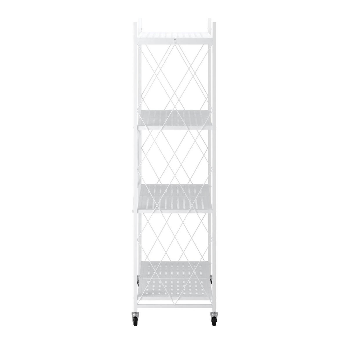 KLAPPREGAL auf Rollen 4 Fachböden Belastbarkeit 200kg 127x72x34 cm Weiß - Weiß, Metall (72/127/34cm) - PROREGAL