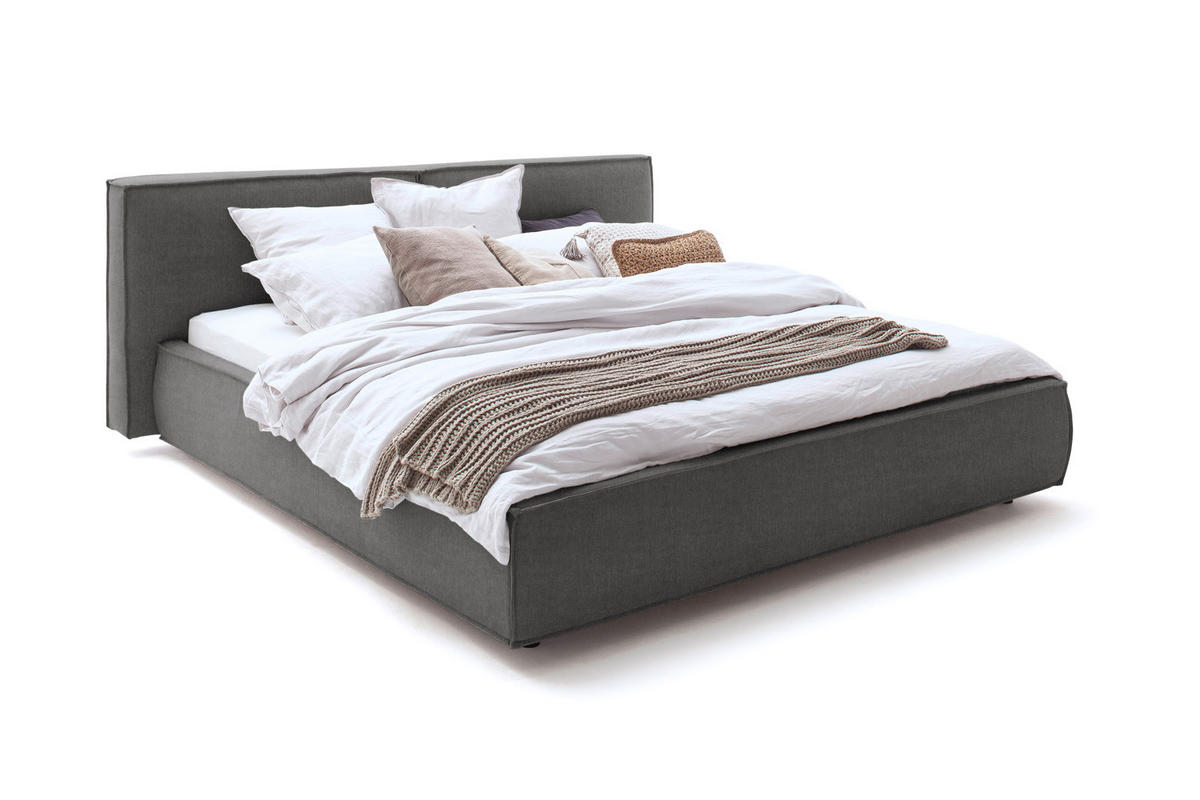 POLSTERBETT CARLO Anthrazit Massivholz - Anthrazit, Textil (140/200cm) - KAWOLA