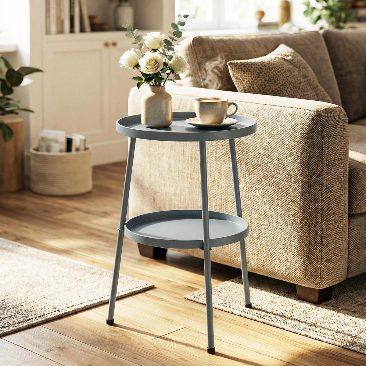 OUTDOOR-BEISTELLTISCH Metall Kunststoff Dunkelgrau - Dunkelgrau, Metall (36/36/53cm) - Outsunny