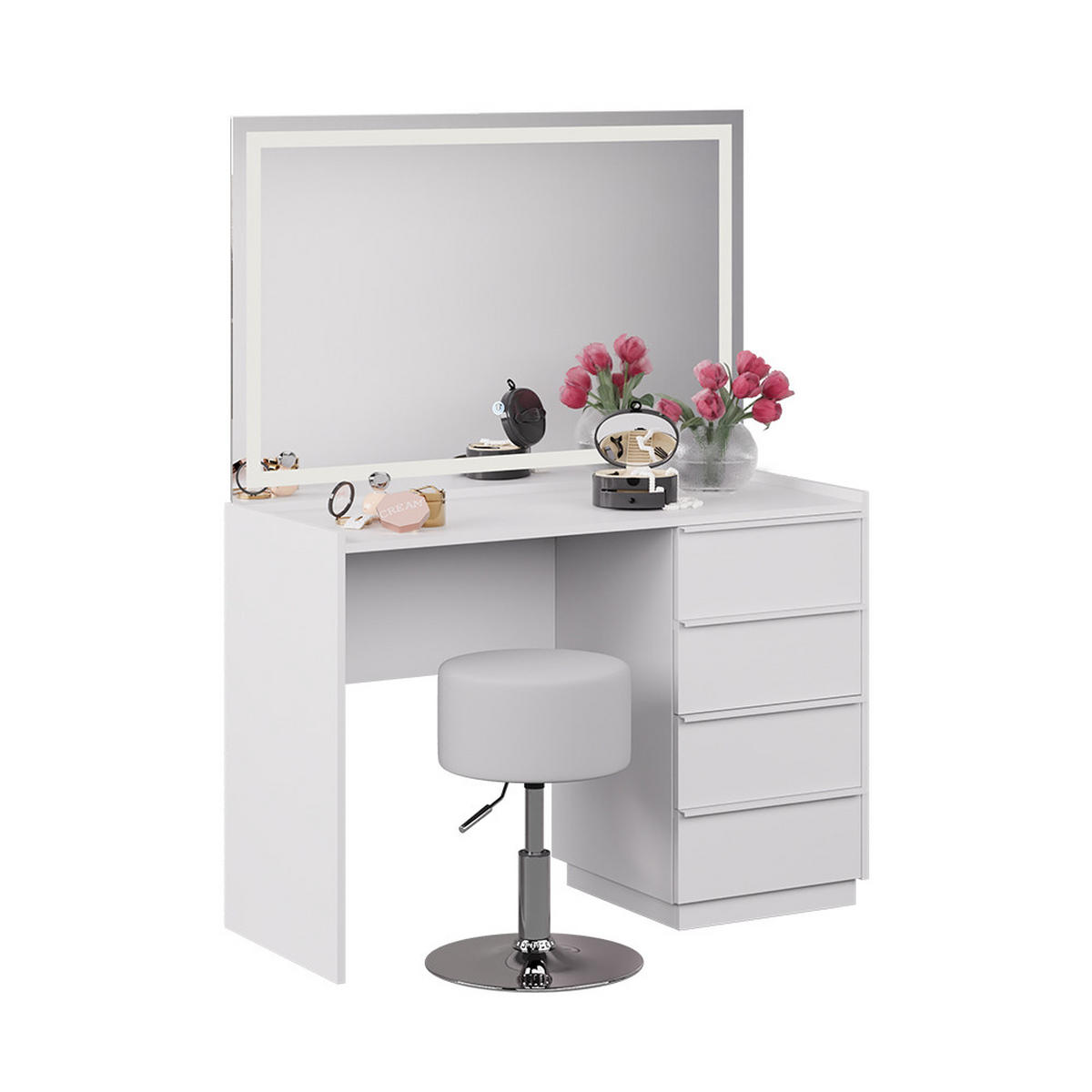 TOALETNÍ STOLEK Viktoria Bílá - bílá, kompozitní dřevo (110/77.2/45cm) - Vicco