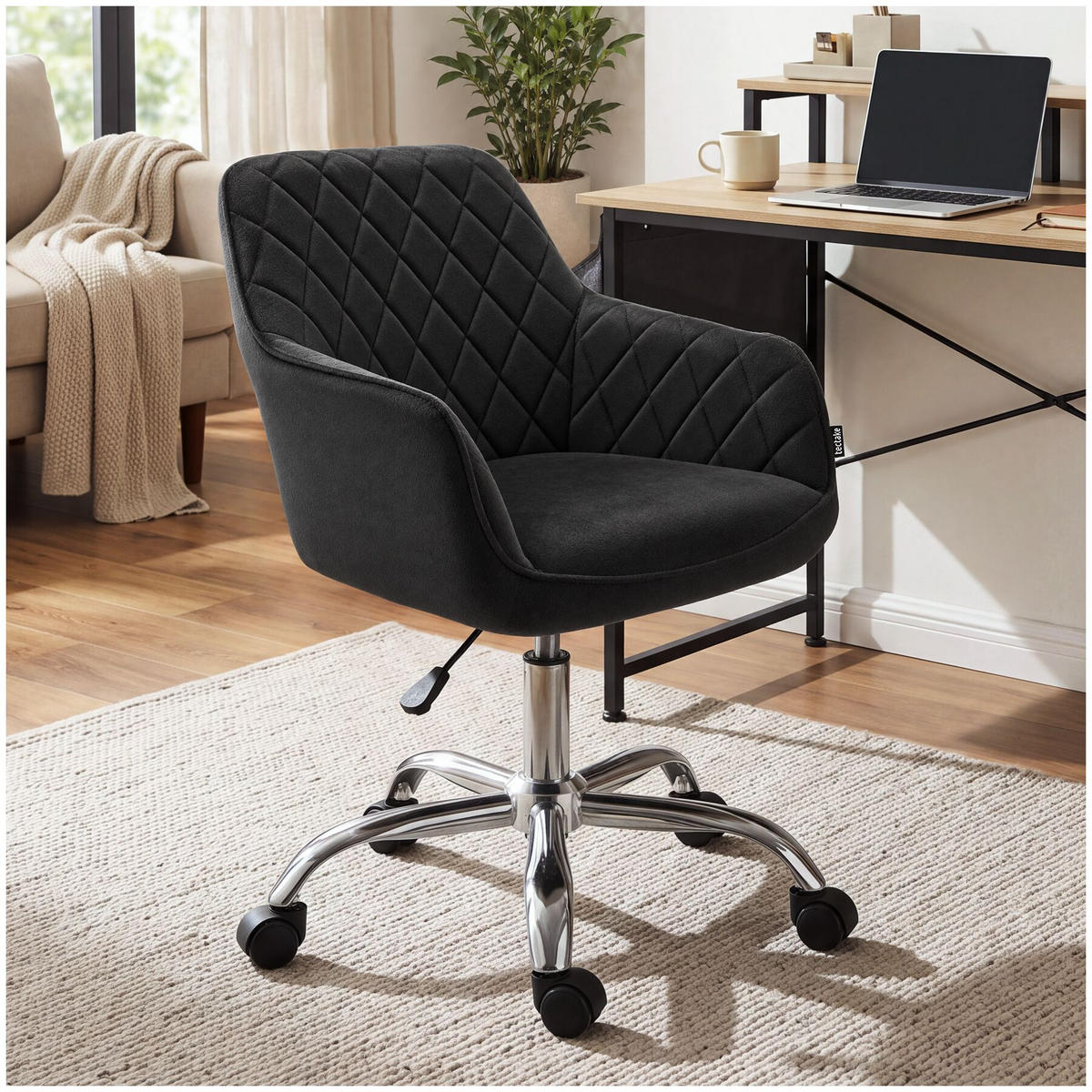 DREHSTUHL Nancy, 57 x 60 x 82 – 91 cm, Belastbarkeit 150 kg, schwarz - Schwarz, Kunststoff (57/91/60cm) - tectake