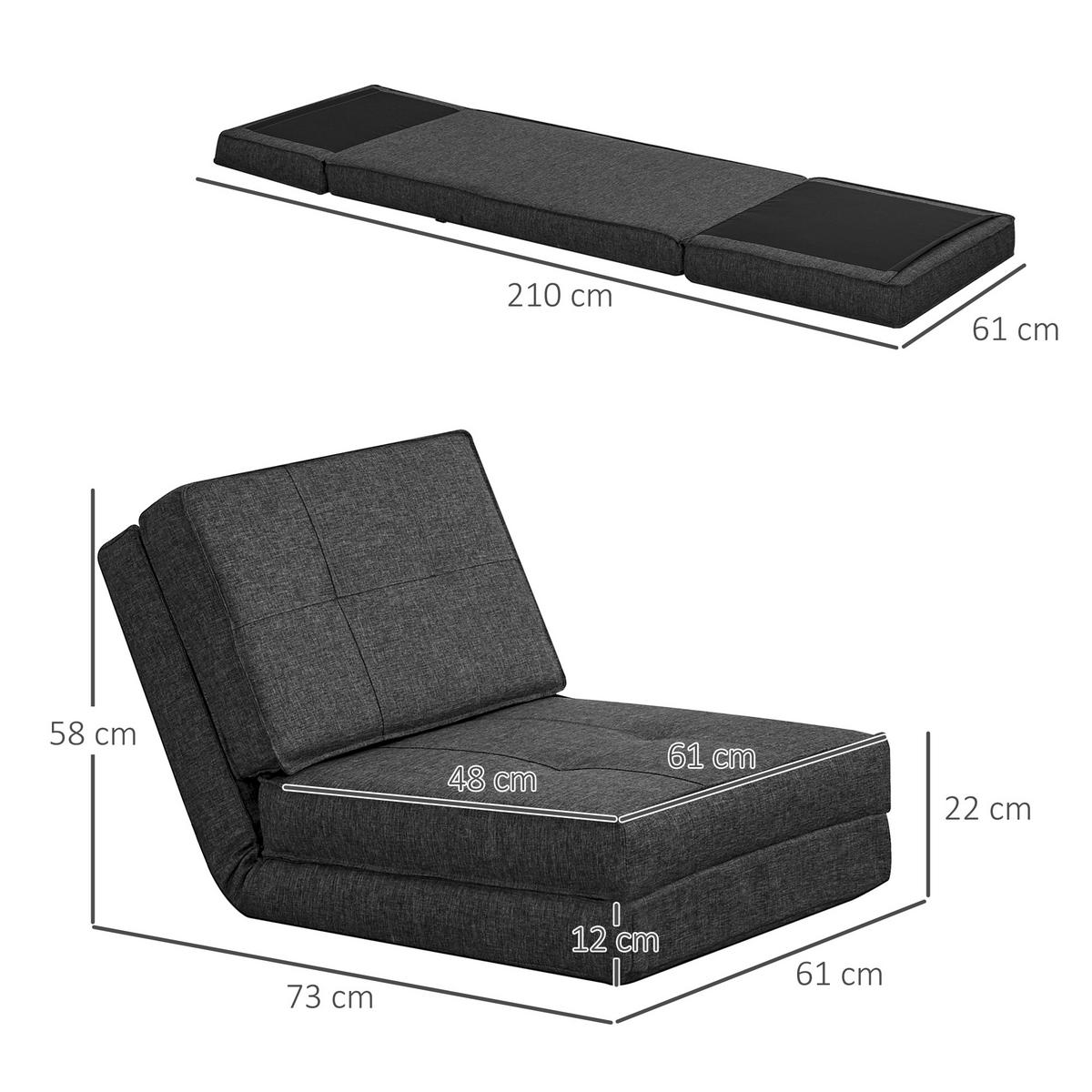 BODENSOFA, verstellbar, Dunkelgrau - Dunkelgrau, Kunststoff (61/58/73cm) - HOMCOM
