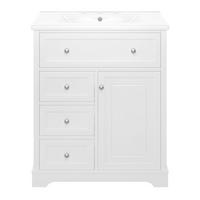 WASCHTISCHKOMBI 76x46x87 cm Weiß aus Keramik & Spanplatte mit 4 Schubladen - Weiß, Holzwerkstoff (76/87/46cm) - Modfu