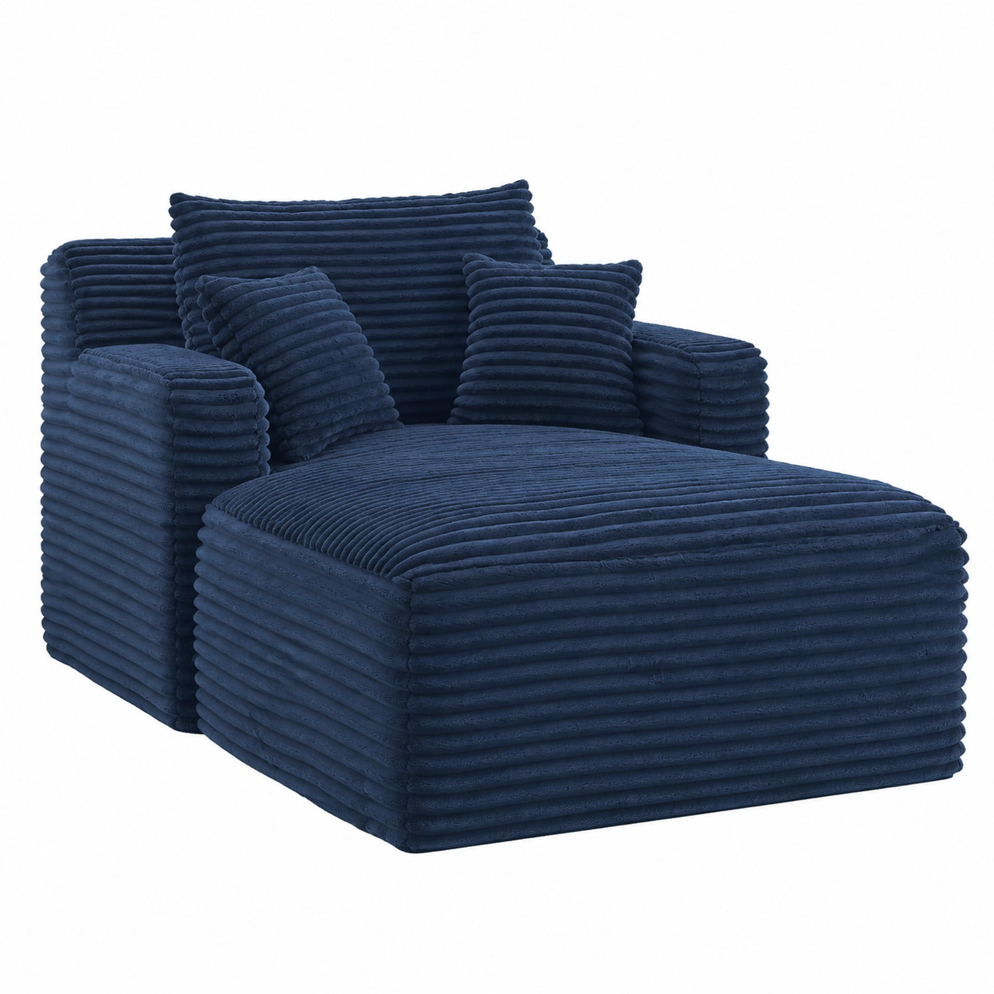 SOFA Chaiselongue aus Cord Blau ohne Montage - Blau, Kunststoff (100/82/166cm) - Meubliv