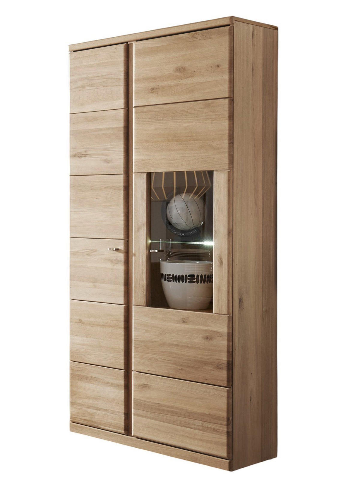 WOHNWAND Teilmassiv Ianisha 335x210x46 Wohnzimmerschrank Wildeiche Bianco geölt - Naturfarben, Holz (335/210/46cm) - 58aufmkessel