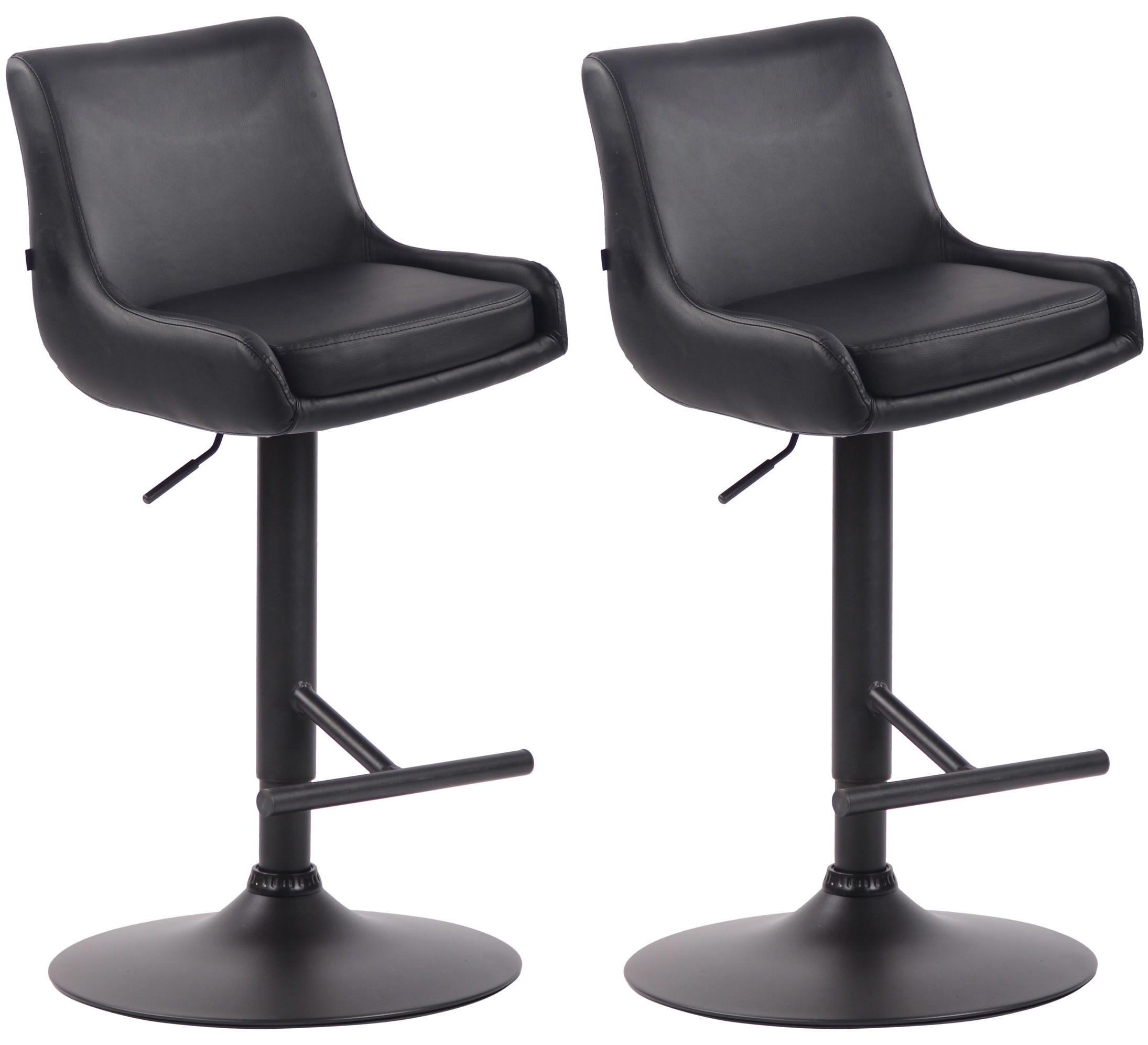 BARHOCKER 2er Set Lederlook schwarz - Schwarz, Textil/Metall (43/90/50cm) - CLP