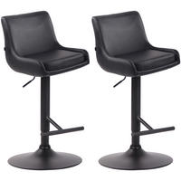 BARHOCKER 2er Set Lederlook schwarz - Schwarz, Textil/Metall (43/90/50cm) - CLP