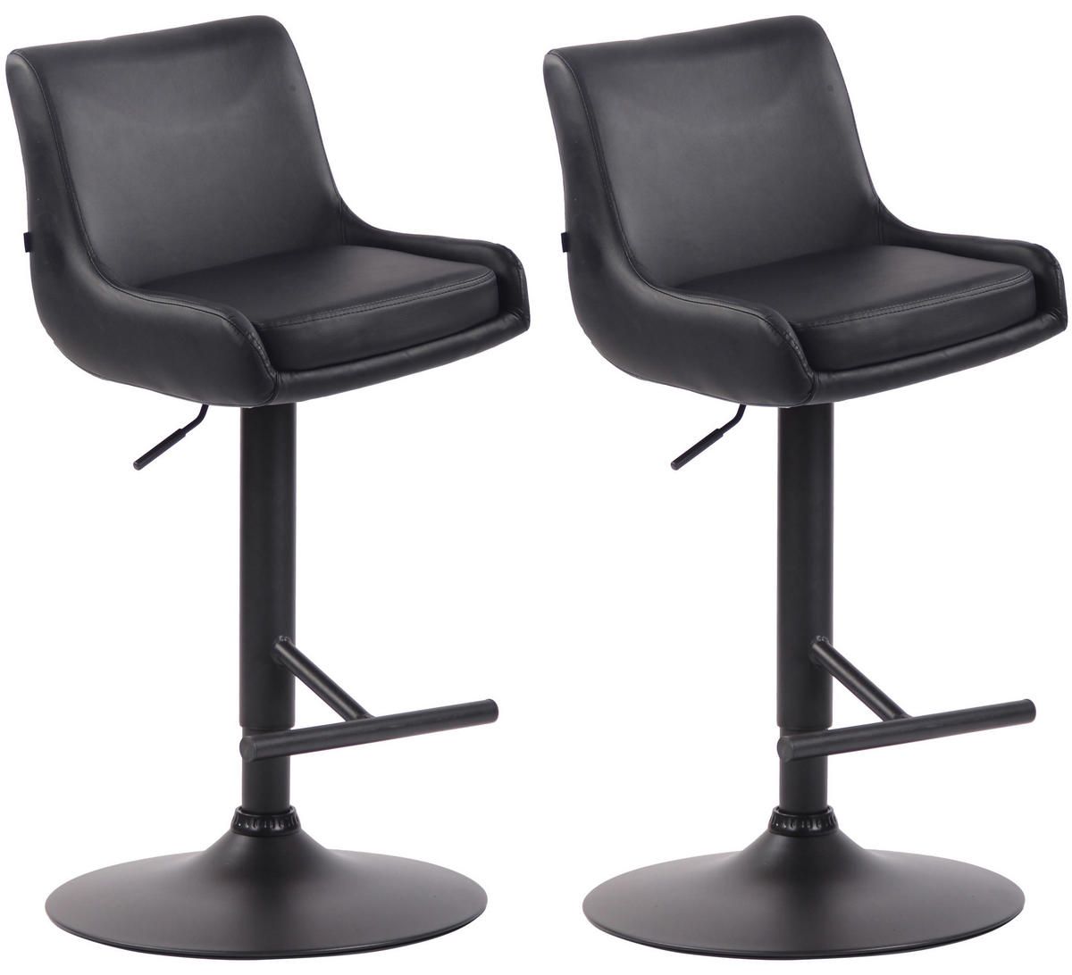 BARHOCKER 2er Set Lederlook schwarz - Schwarz, Textil/Metall (43/90/50cm) - CLP