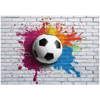 FOTOTAPETE Kinderzimmer Junge 3D Effekt Fußball 350x250 - Multicolor, Papier (350/250cm) - Wallarena