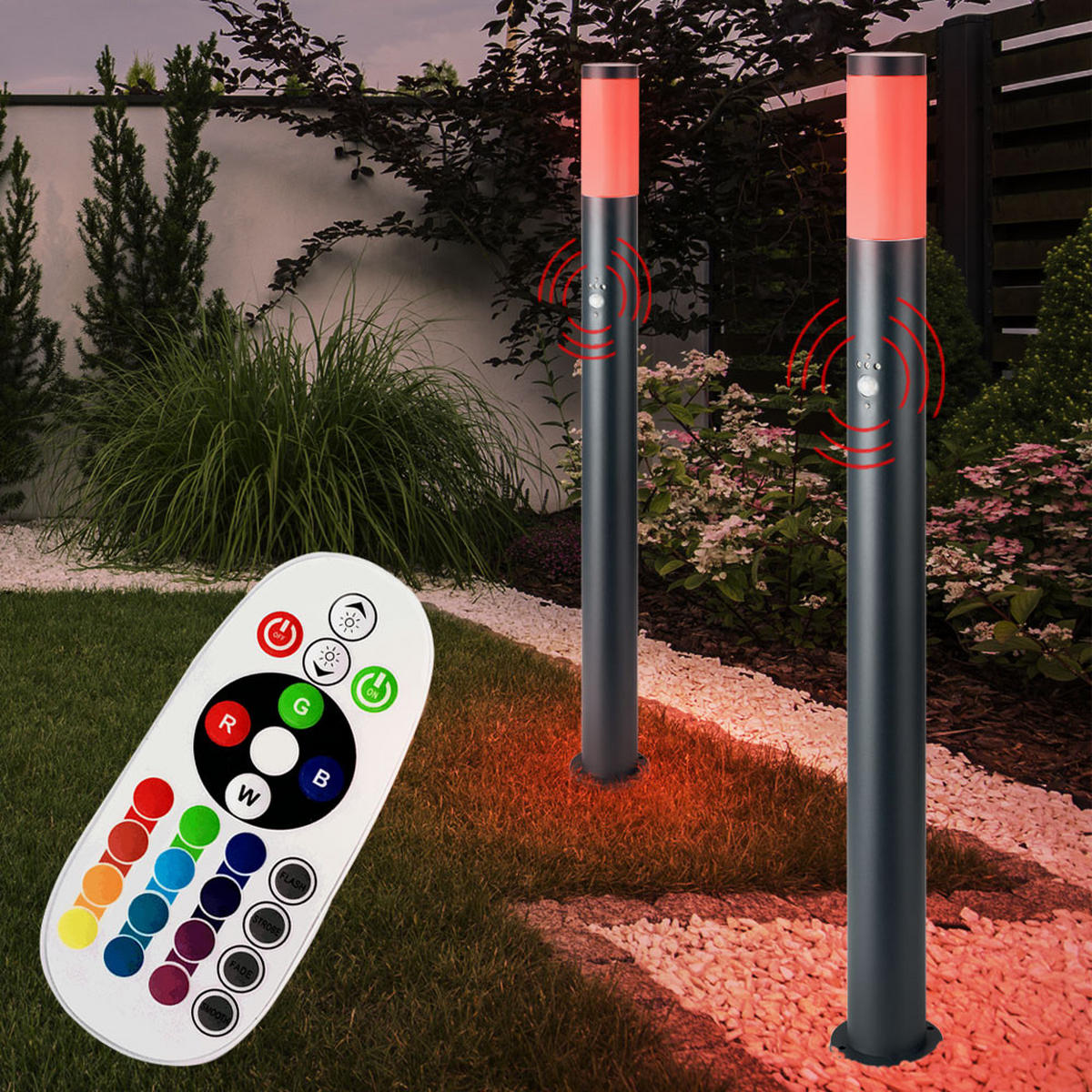 LED STEHLEUCHTE Edelstahl Anthrazit - Anthrazit, Metall (7.6/11/110cm) - Globo Lighting