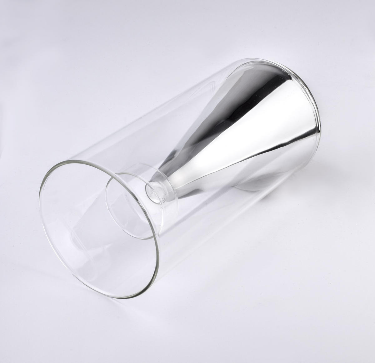 KERZENHALTER Rita Silber 12/12/25 cm Glas - Silberfarben, Glas (12/25/12cm) - Mondex