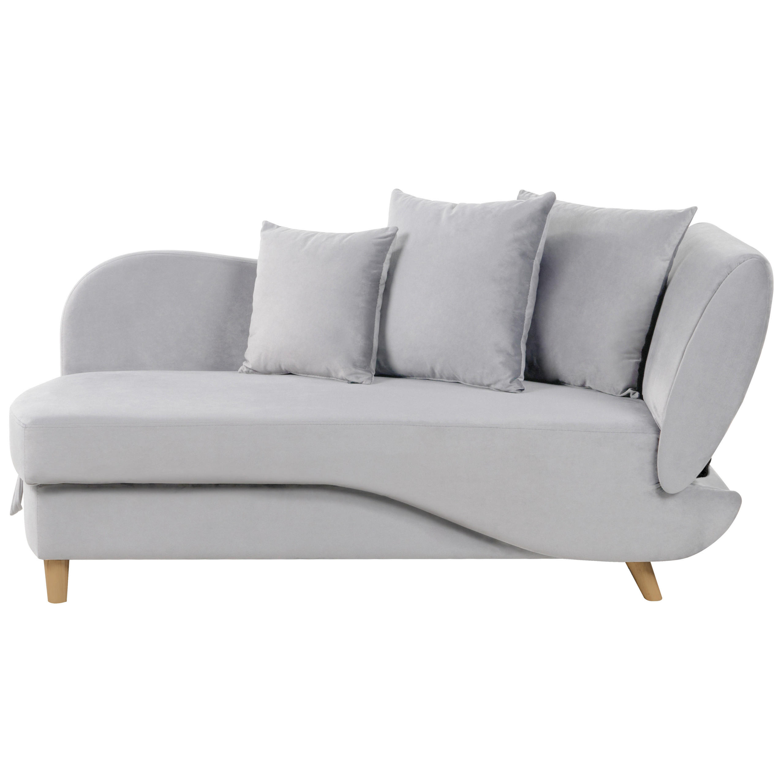 CHAISELONGUE Samtstoff hellgrau mit Bettkasten rechtsseitig Meri - Hellgrau/Grau, Textil (156/73/69cm) - Beliani