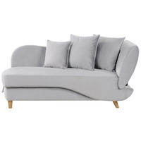 CHAISELONGUE Samtstoff hellgrau mit Bettkasten rechtsseitig Meri - Hellgrau/Grau, Textil (156/73/69cm) - Beliani