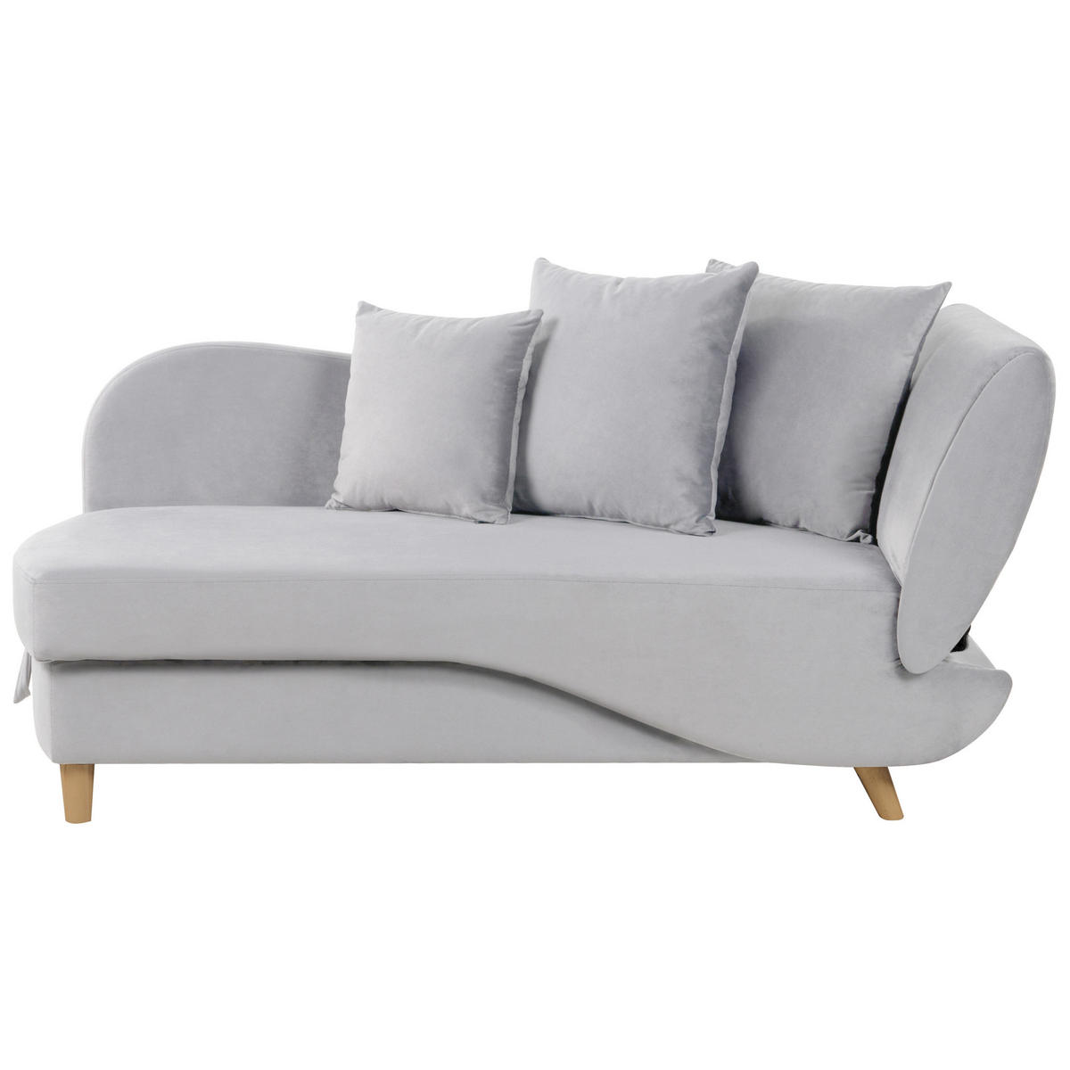 CHAISELONGUE Samtstoff hellgrau mit Bettkasten rechtsseitig Meri - Hellgrau/Grau, Textil (156/73/69cm) - Beliani