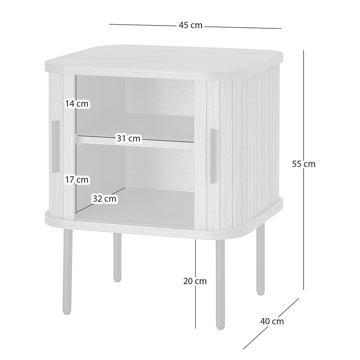NACHTKOMMODE - Echtholzfurnier - Eichefarben/Schwarz, Holzwerkstoff/Metall (45/55/40cm) - home24