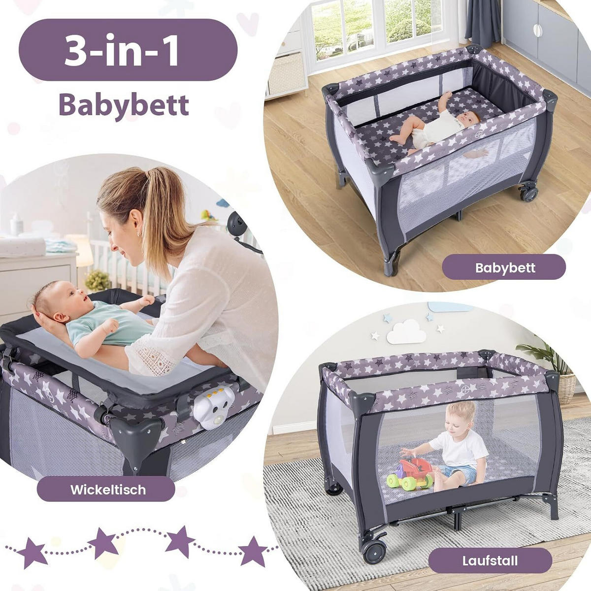 BEISTELLBETT Klappbares dunkelgrau - Dunkelgrau, Textil - COSTWAY
