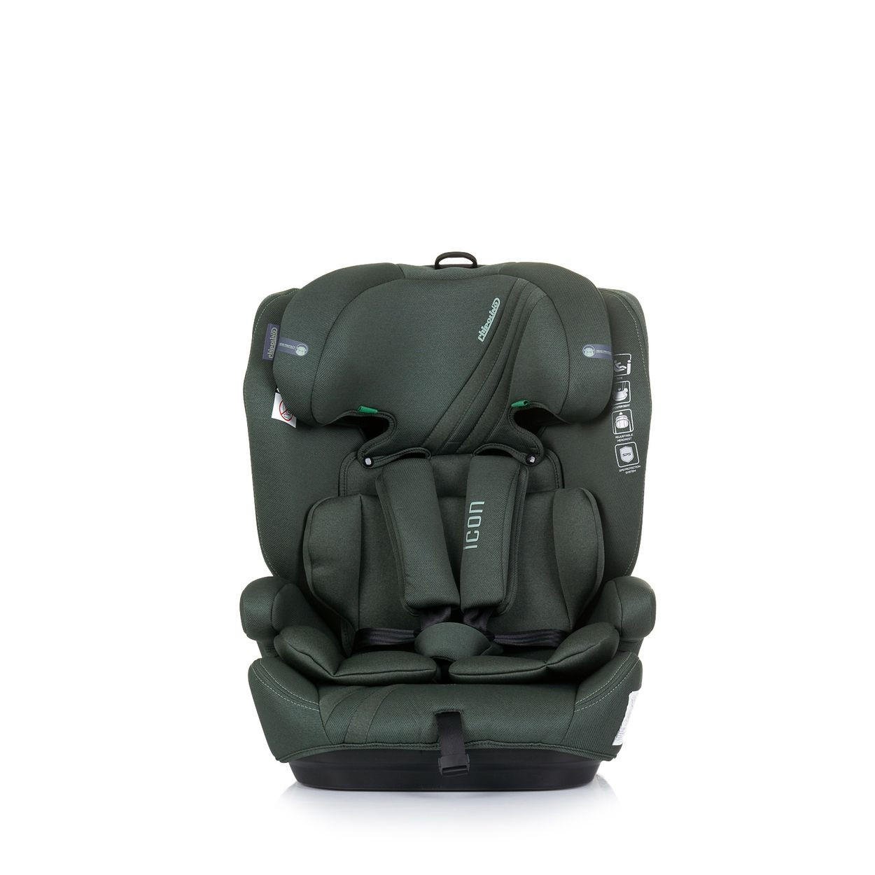 KINDERSITZ Icon i-Size (76-150cm) grün Gruppe 1/2/3 Isofix verstellbar - Grün, Kunststoff (44/61/45cm) - Chipolino