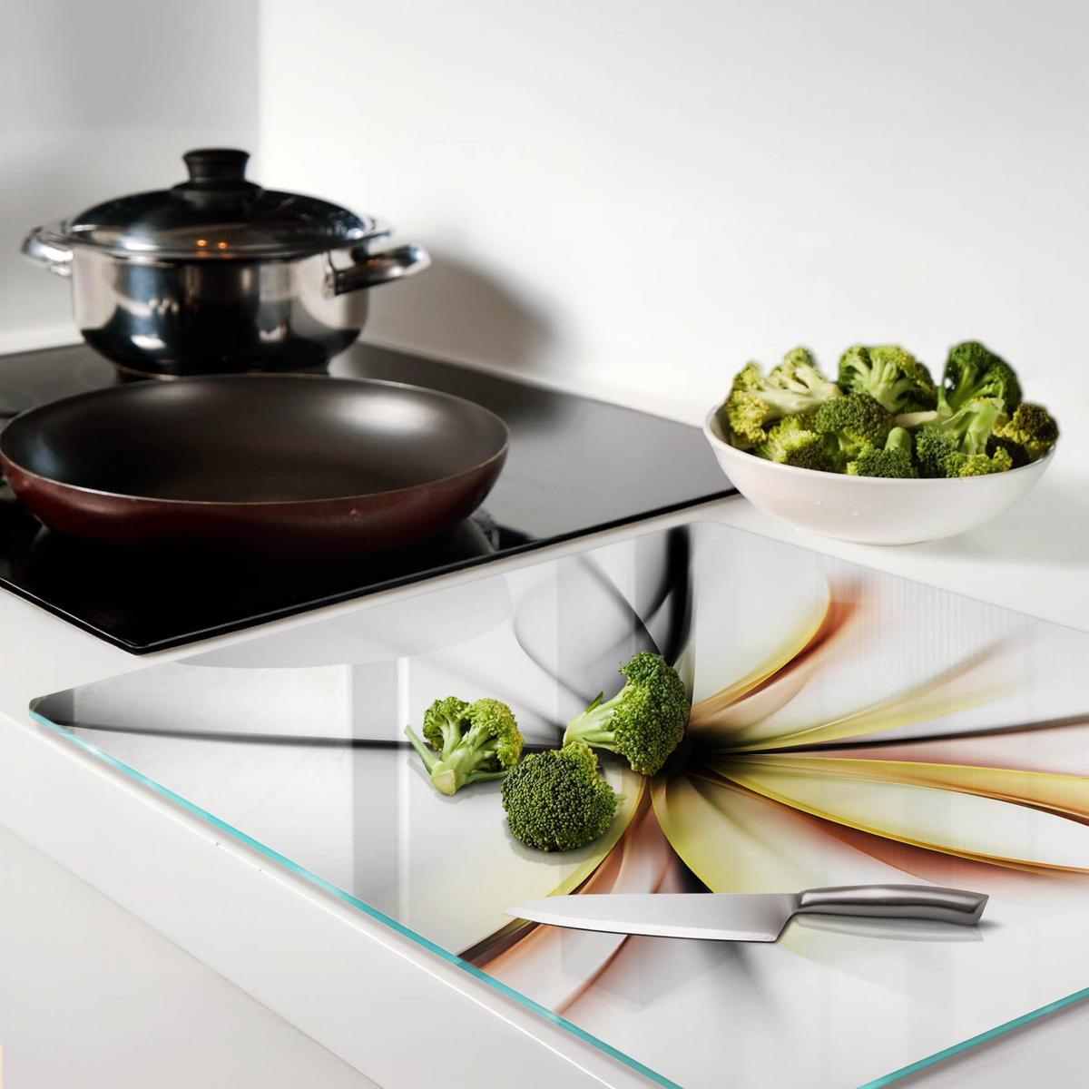 GLASPLATTE 60x52 cm Abstrakte Blume - Gelb, Glas (60/0.4/52cm) - TULUP