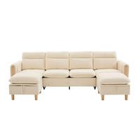 WOHNLANDSCHAFT DE-33935 modular mit Stauraumhockern Beige - Beige, Holz (77/86/261cm) - ComfortXL