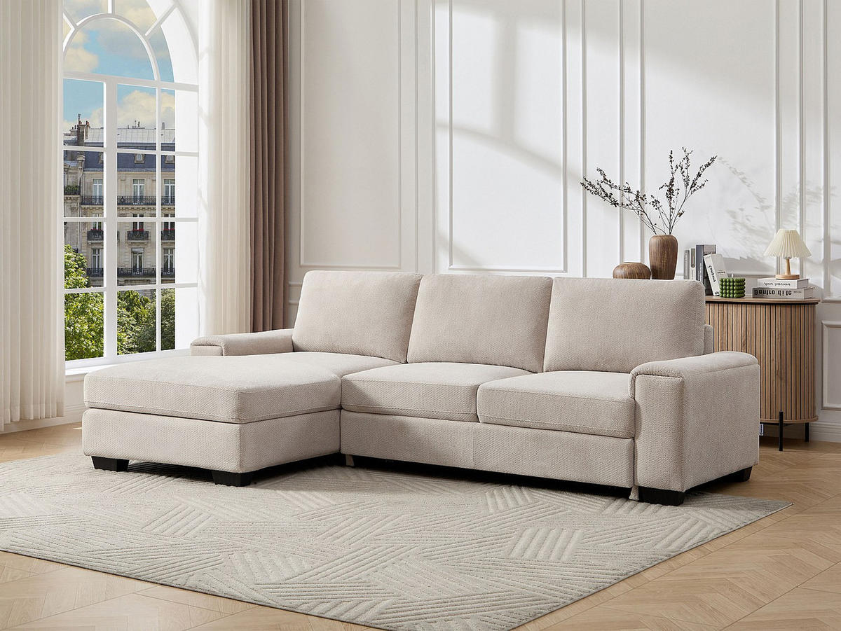 SCHLAFSOFA - 4 Personen - Stoff - Beige - - Beige, Textil (260/85/153cm) - Vente-Unique