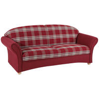 SOFA Landhaus 2,5-Sitzer Kama Bezug Flachgewebe Rot karriert - Rot/Weiß, Kunststoff (202/85/81cm) - 58aufmkessel