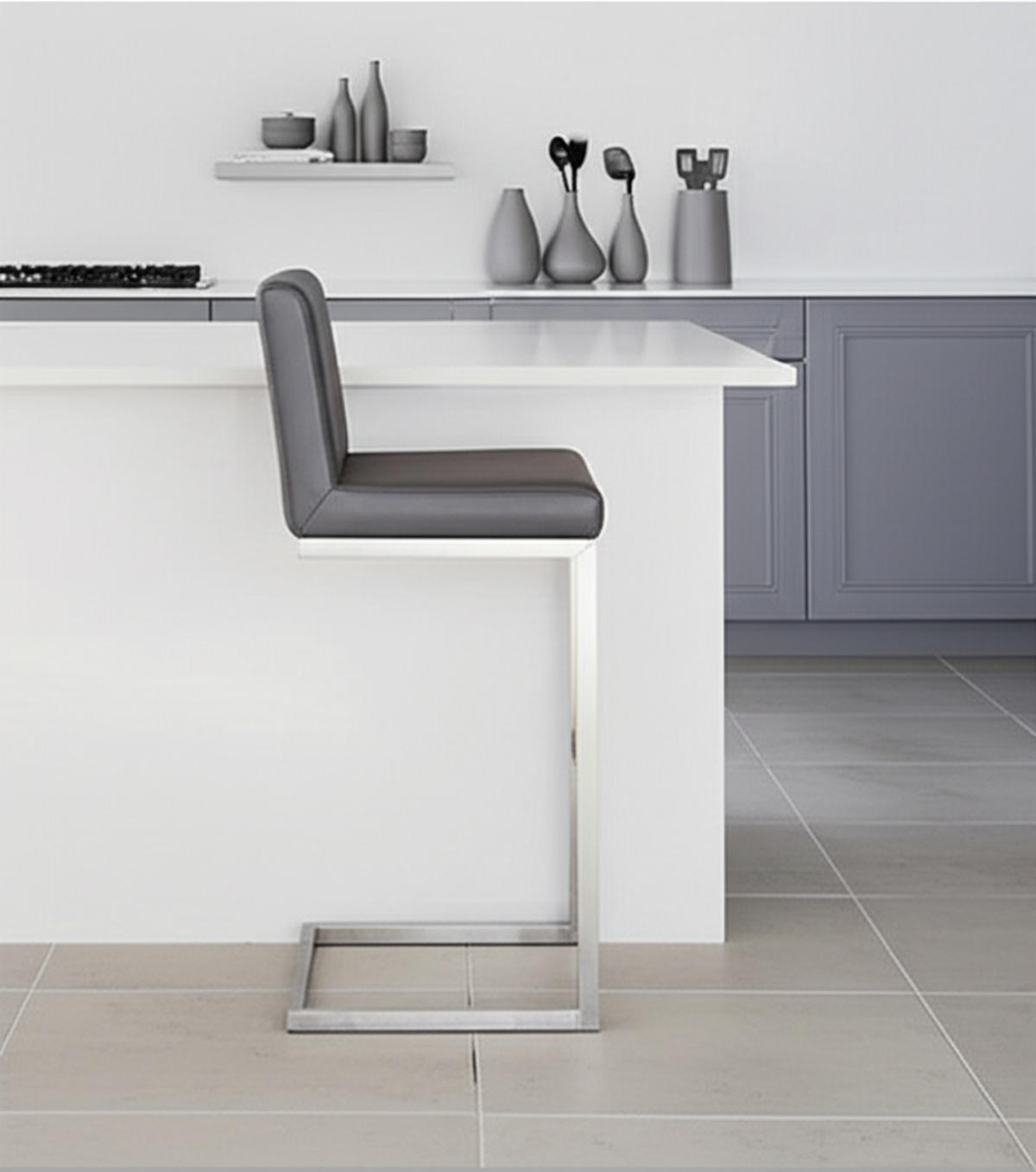 BARHOCKER 2er Set Paragon Kunstleder braun - Edelstahlfarben/Braun, Kunststoff/Metall (42/104/48cm) - TPFLiving