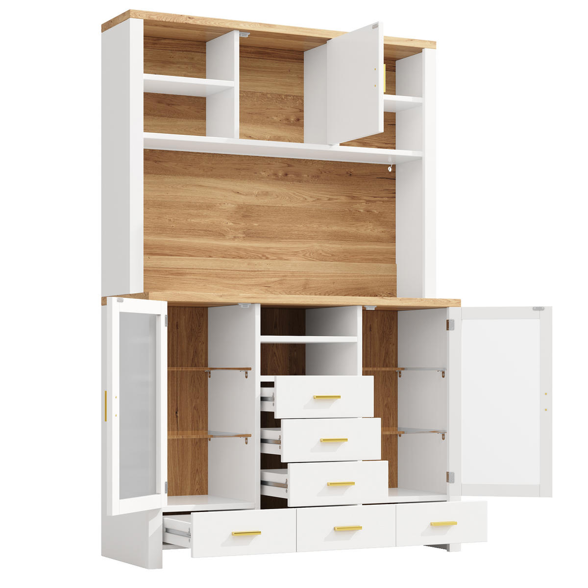 BUFFETSCHRANK 120/40/188 cm Weiß aus MDF mit LED-Lichtleiste - Weiß, Holzwerkstoff (120/188/40cm) - OKWISH