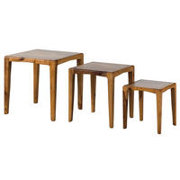 BEISTELLTISCH 3er-Set Sheesham 50x50 / 40x40 / 31,5 x34 braun lackiert ANCONA #112 - Braun, Holz (50/50/50cm) - Massivmoebel24
