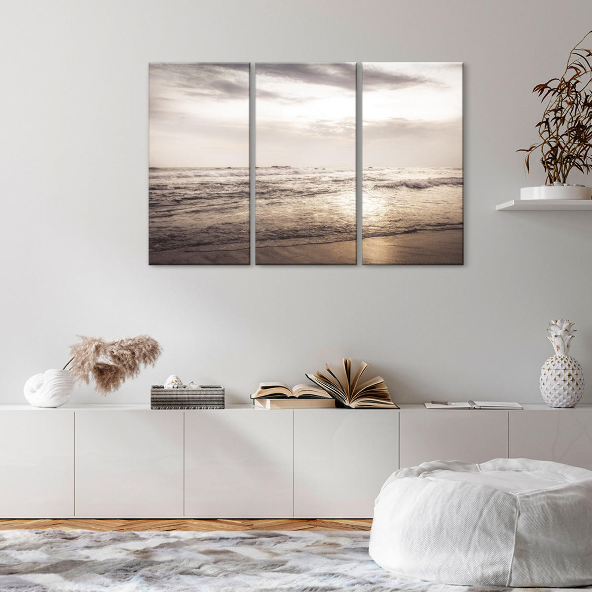 LEINWANDBILD Strand 3-tlg. 90x60 cm - Multicolor, Holz (90/60cm) - LUMASOUL