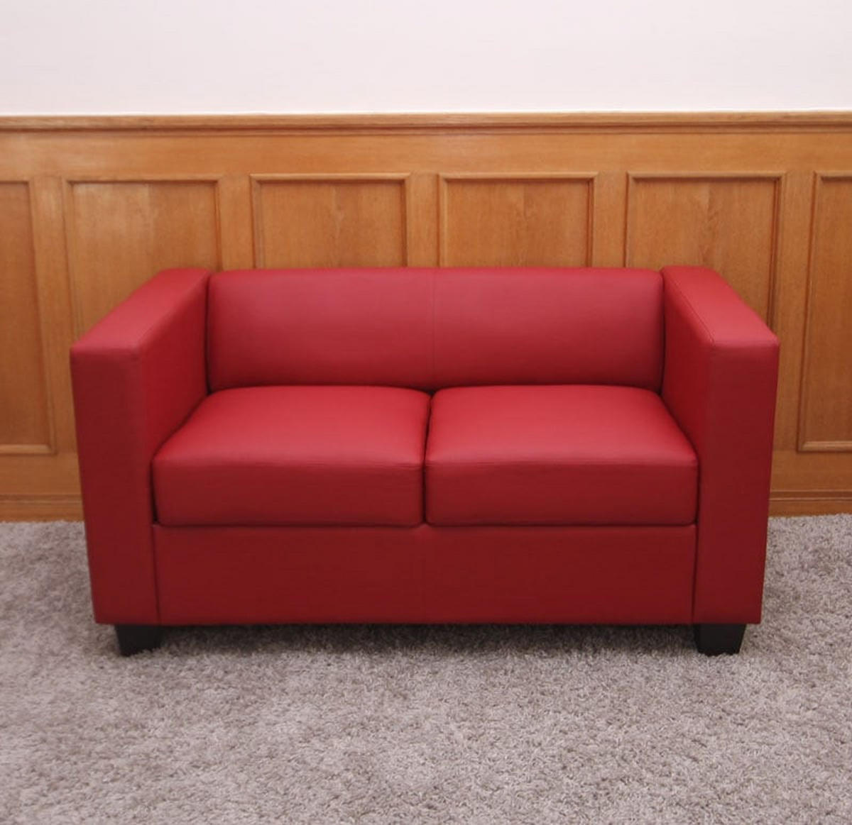 2ER SOFA Rot - Rot, Leder (137/70/75cm) - MCW