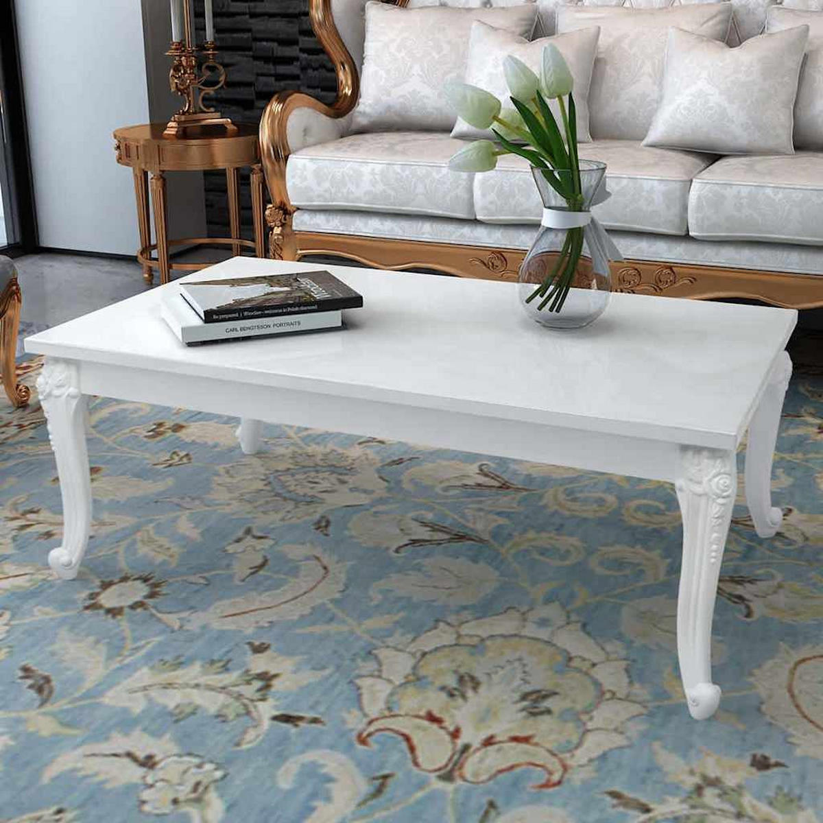 COUCHTISCH 115/65/42 Cm Hochglanz Weiss - Weiß, Holzwerkstoff (115/65/42cm) - vidaXL