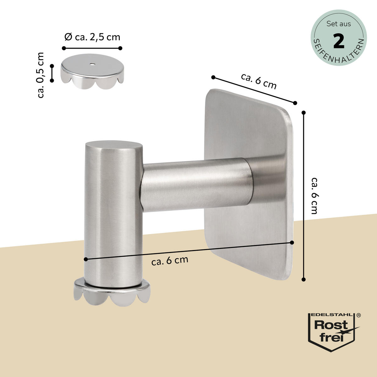 MAGNET SEIFENHALTER 2er Set, Edelstahl - Edelstahlfarben, Metall (6/6/6cm) - bremermann