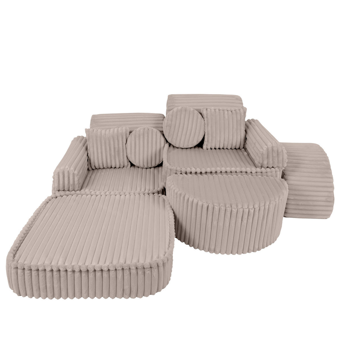 KINDERSOFA, Pocket Max, Churros, Kieselbeige - Trüffeleichefarben, Textil (120/25/60cm) - MeowBaby