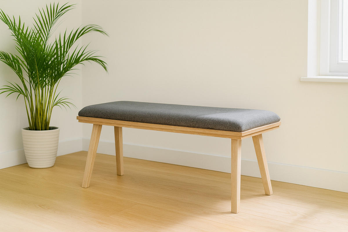 GARDEROBENBANK Die Zeitlose - Eichefarben/Grau, Holz/Textil (45/50/125cm) - Kundler Home