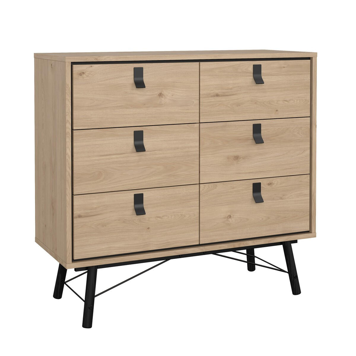 DOPPELTE Kommode mit 6 Schubladen mit Metallgestell joyce 101,8/40,1/94,8 cm - Zwetschgeholzfarben, Holzwerkstoff (40.1/94.8/101.8cm) - Calicosy